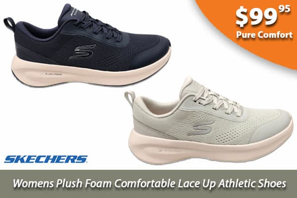 Skechers Womens Plush Foam Comfortable Lace Up Athletic Shoes