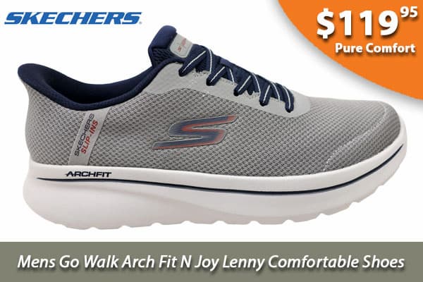 Skechers Mens Go Walk Arch Fit N Joy Lenny Comfortable Shoes