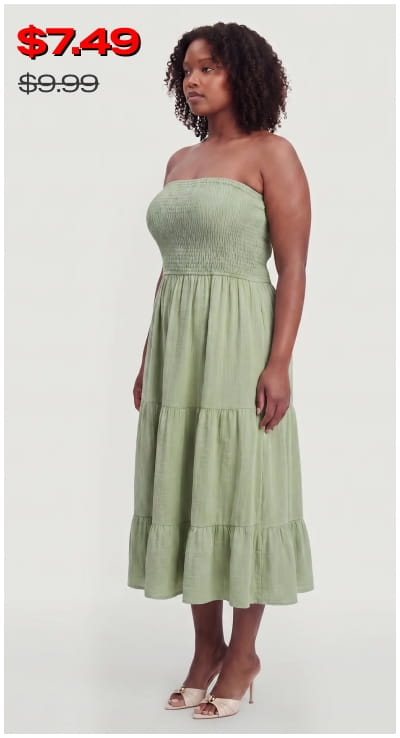 Shop Plus Size Smocked Tube Tiered Ruffle Hem Dress