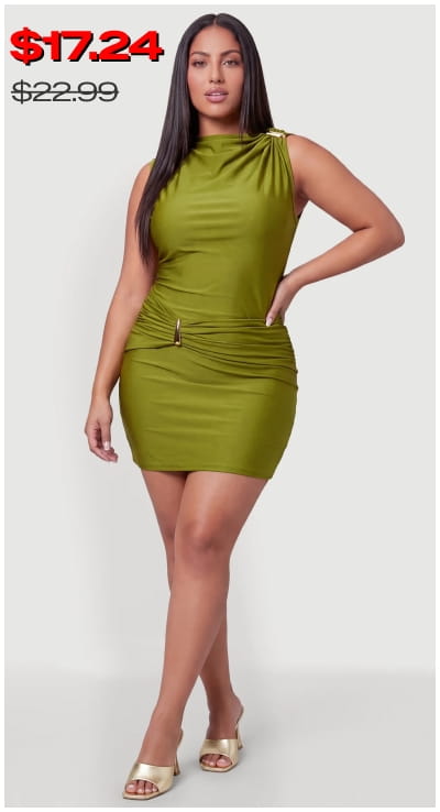 Shop Plus Size Metallic Detail Side Ruched Mini Dress