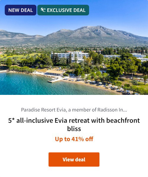 5* all-inclusive Evia retreat with beachfront bliss