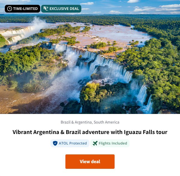 Vibrant Argentina & Brazil adventure with Iguazu Falls tour