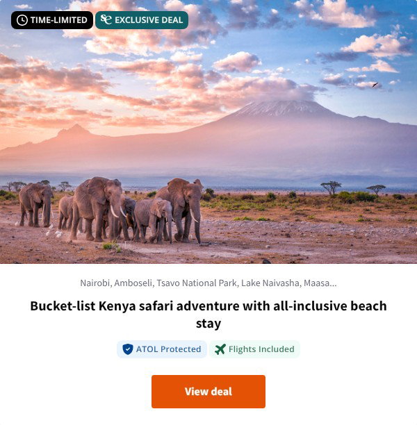 Bucket-list Kenya safari adventure with all-inclusive beach stay