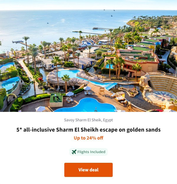 5* all-inclusive Sharm El Sheikh escape on golden sands