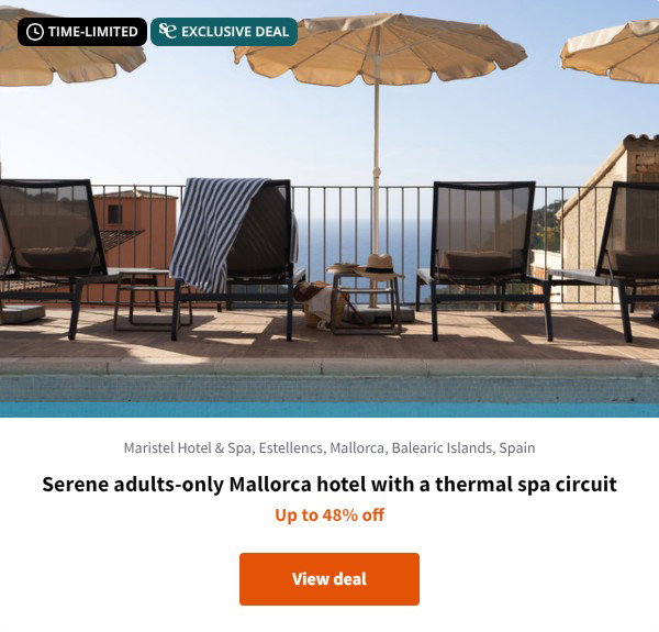 Serene adults-only Mallorca hotel with a thermal spa circuit
