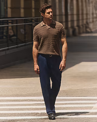Baggy Navy Cotton Dress Pant