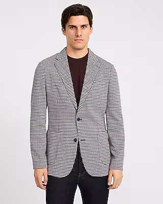 Classic Houndstooth Cotton-Blend Blazer