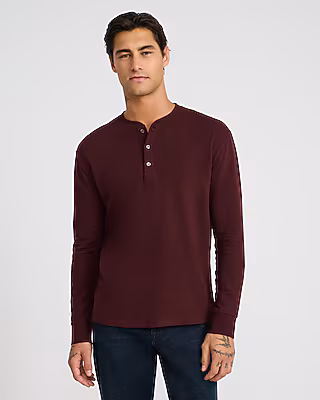 Classic Fit Textured Long Sleeve Henley
