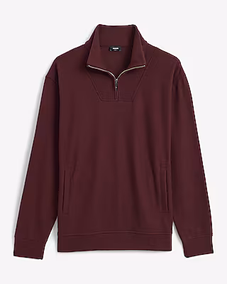 Ribbed Mock Neck Quarter Zip Sweatshirt
