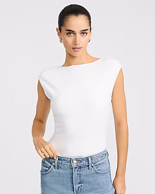 Body Contour Open Back Bodysuit in Stretch Cotton