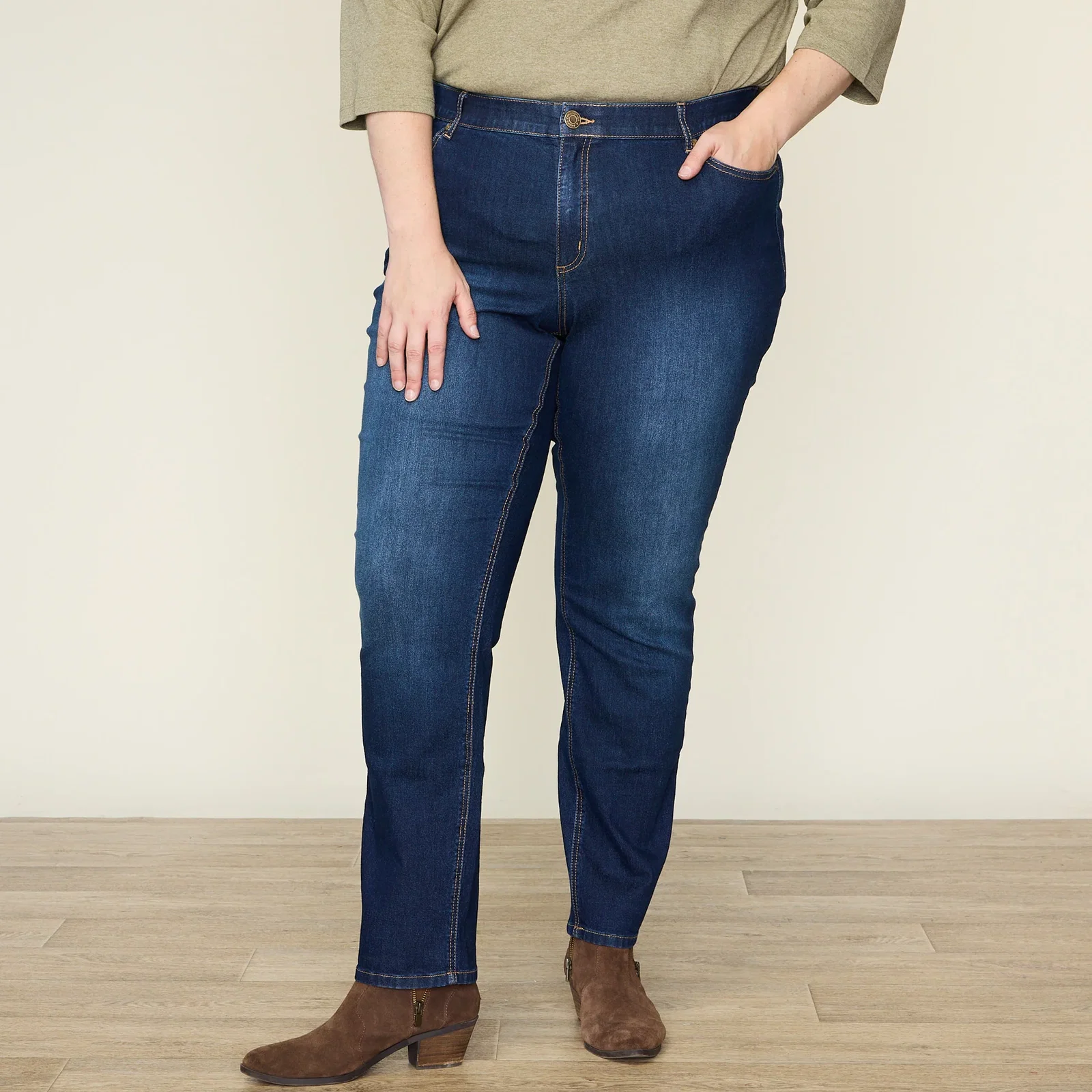Image of Everyday Relaxed Fit Straight Leg Jean - Dark Stonewash