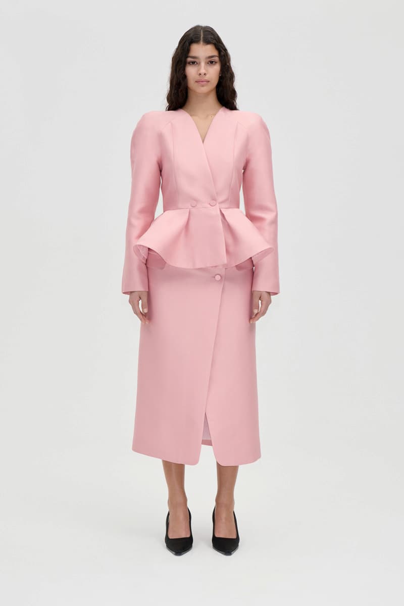 Peplum V Neck Jacket - Haze Pink