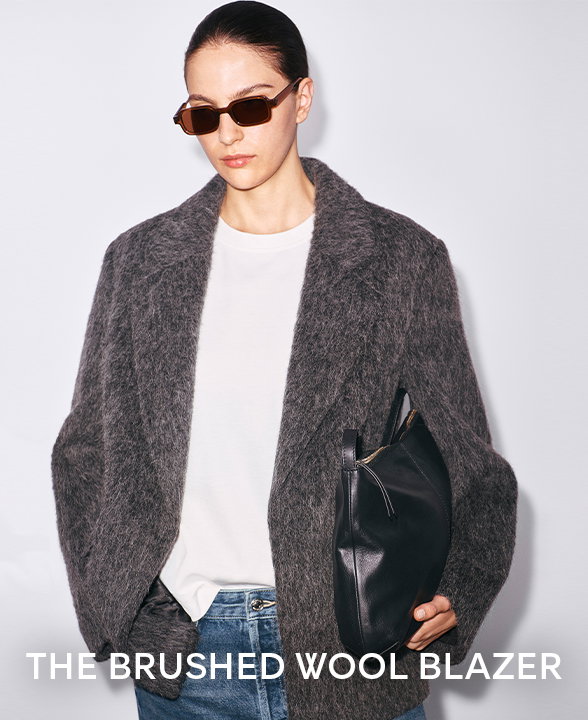 Woman wearing Dark Grey Wool Rich Brushed Tailored Jacket