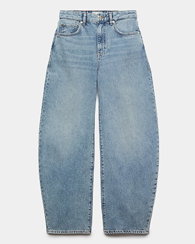 Autograph High Waisted Barrel Leg Jeans in Light Indigo 
