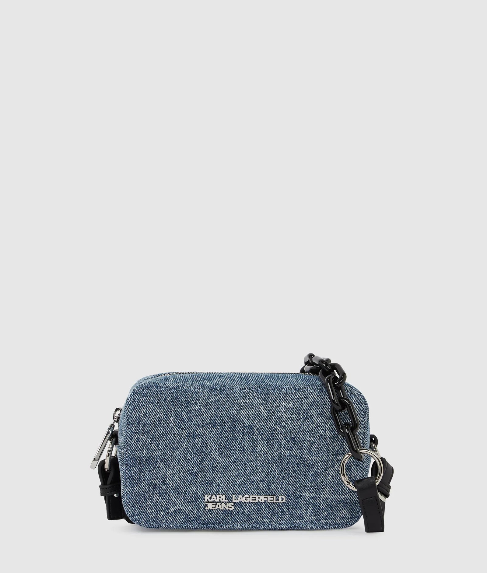 Image of Denim chain camera bag