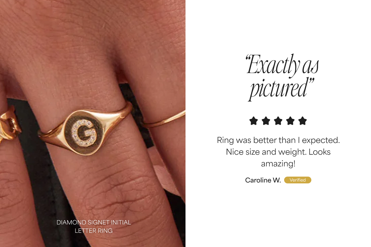 Diamond Signet Initial Letter Ring