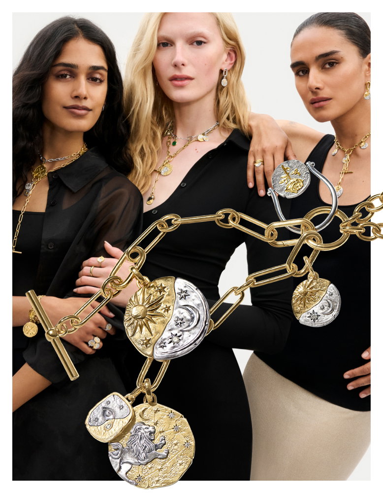 Trio of models styling Pandora Talisman jewelry.