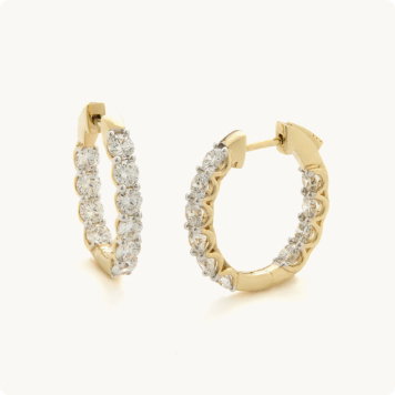 Cecilia, 14kt. YG Lab Grown Diamond In/Out Hoops
