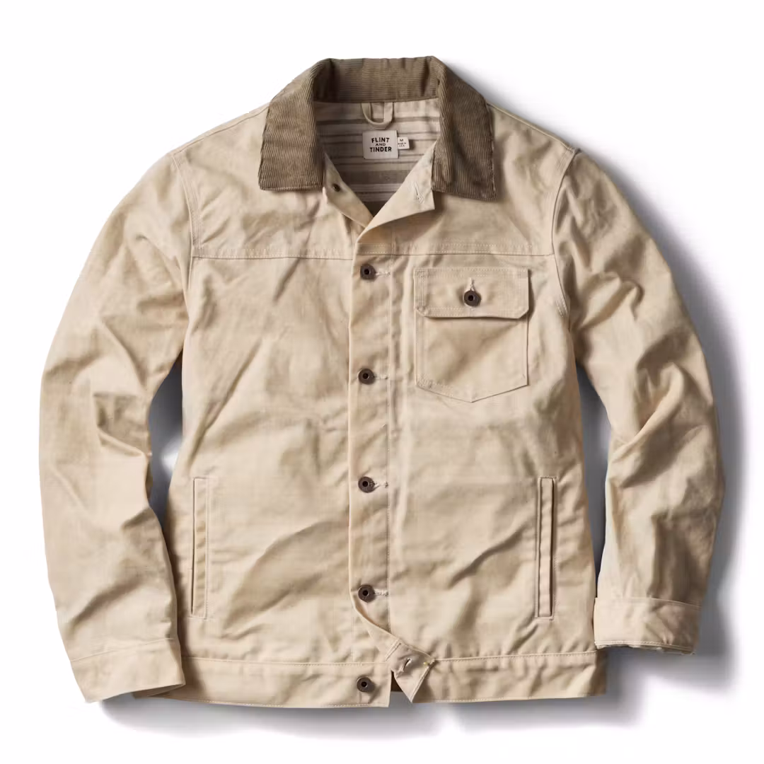 Flannel-Lined Waxed Trucker Jacket