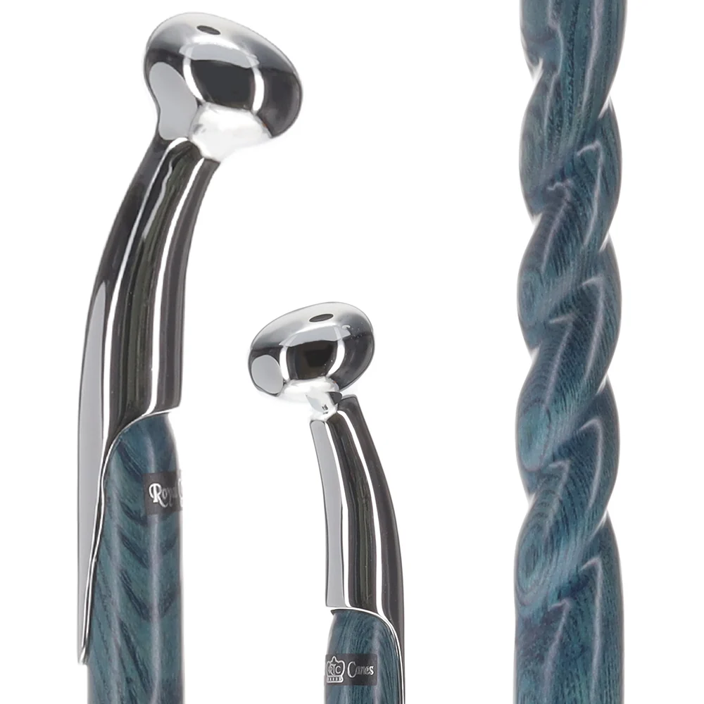 Image of Twisted Blue Ash & Hame Chrome Walking Stick