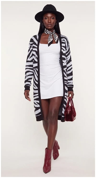 Shop Animal Print Open Front Long Cardigan
