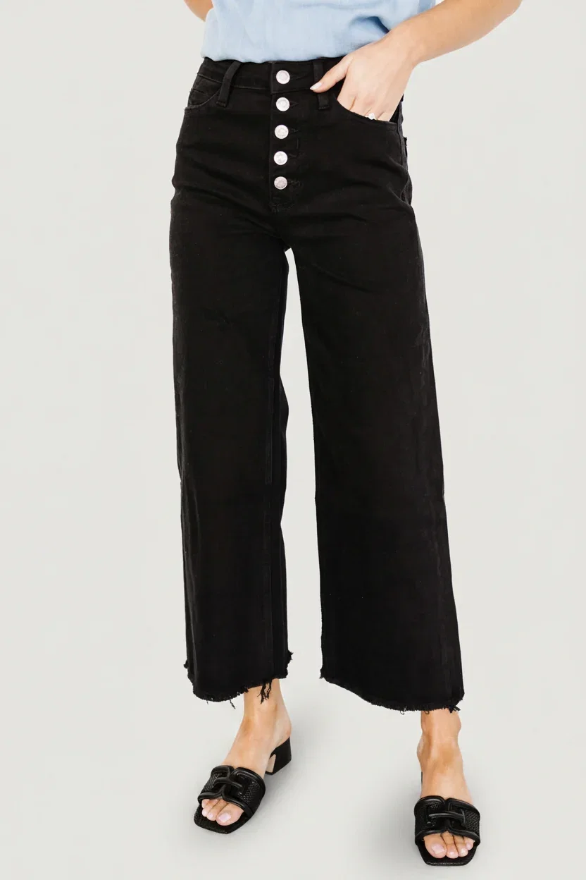 Image of Georgie High Rise Wide Leg Jeans | Black