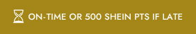 ON-TIME OR 500 SHEIN PTS IF LATE