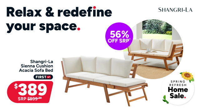 Shangri-La Sienna Cushion Acacia Sofa Bed