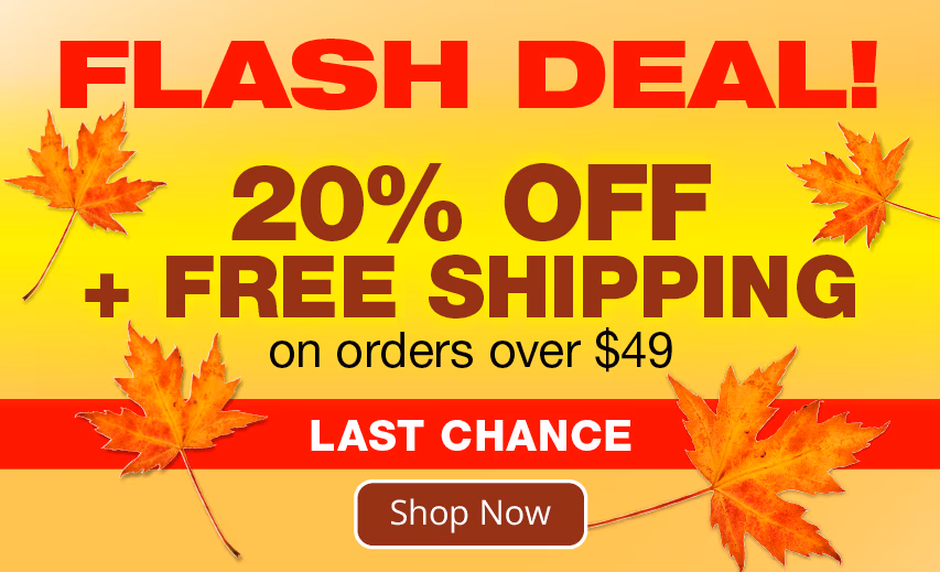 Flash Deal! 20% off + FREE SHIPPING on Orders $49
