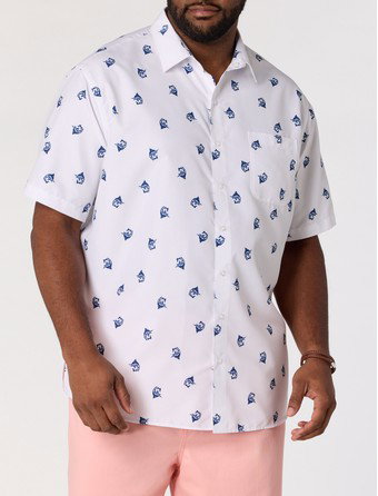 Marlin Print Microfiber Sport Shirt