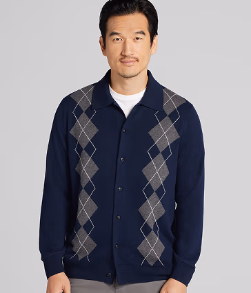 $39.99 | Joseph Abboud | Modern Fit Argyle Button Front Polo Sweater