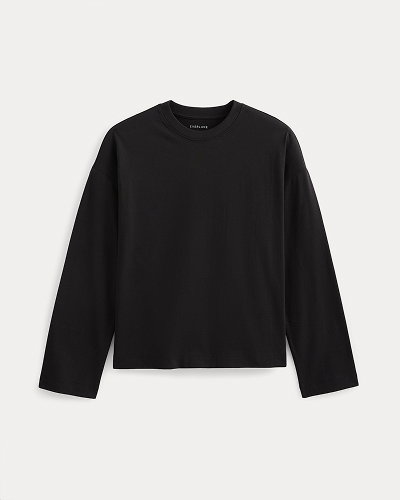 Image | Forever Jersey Boxy Long-Sleeve Crew | Black
