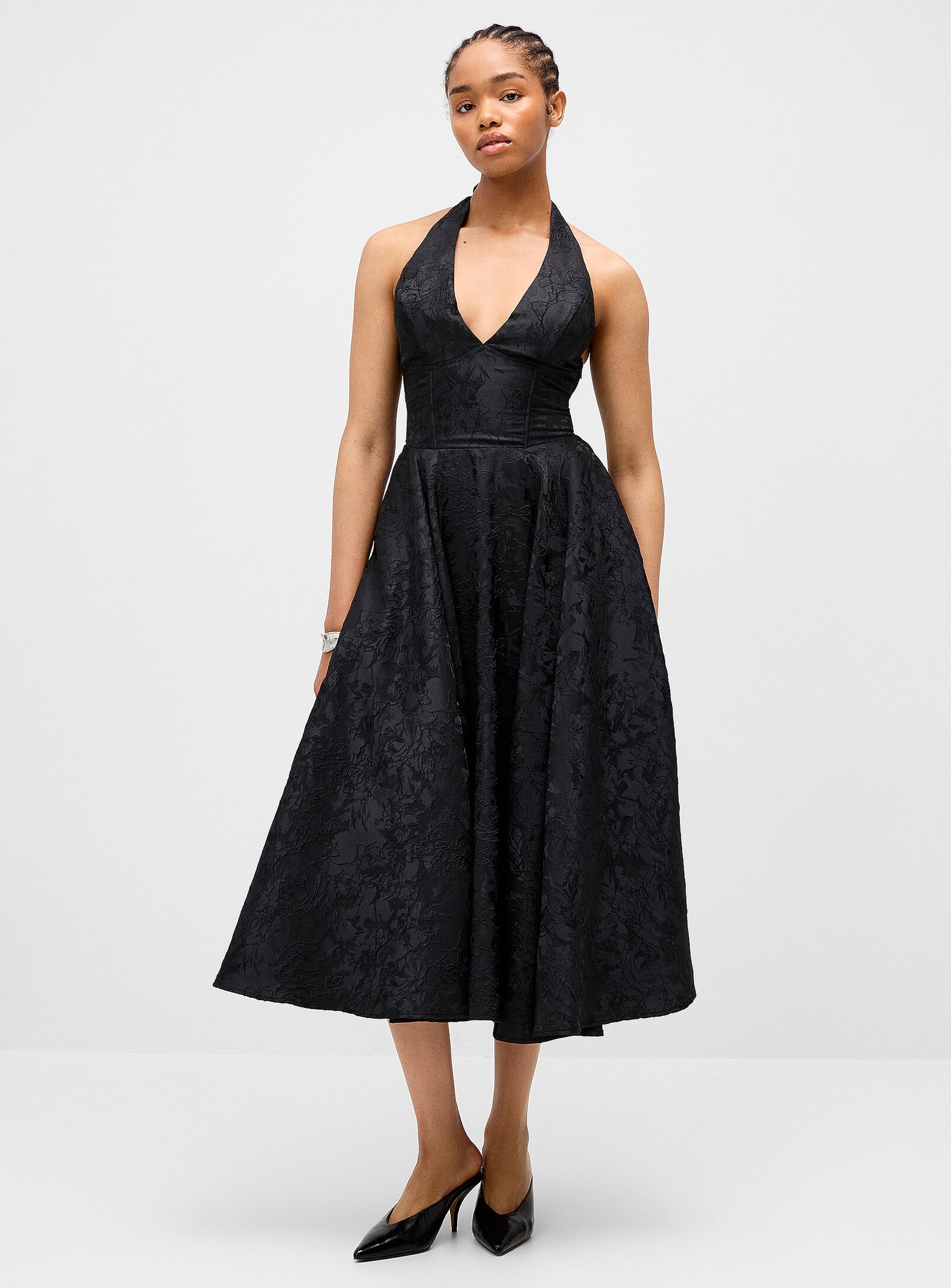 Marilyn collar jacquard flower dress