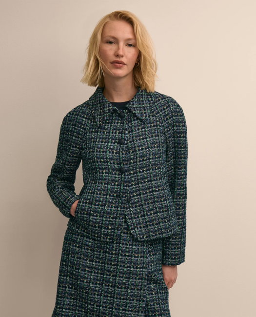 Image of Boucle Plaid Cropped Jacket
