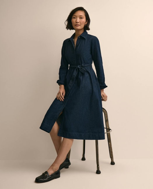 Image of Cotton Denim Shirt Dress