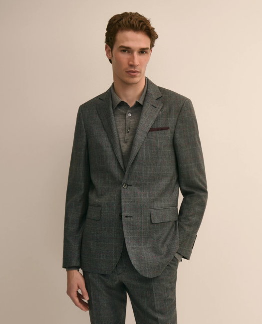 Image of Slim Fit Wool Glen Plaid 1818 Suit