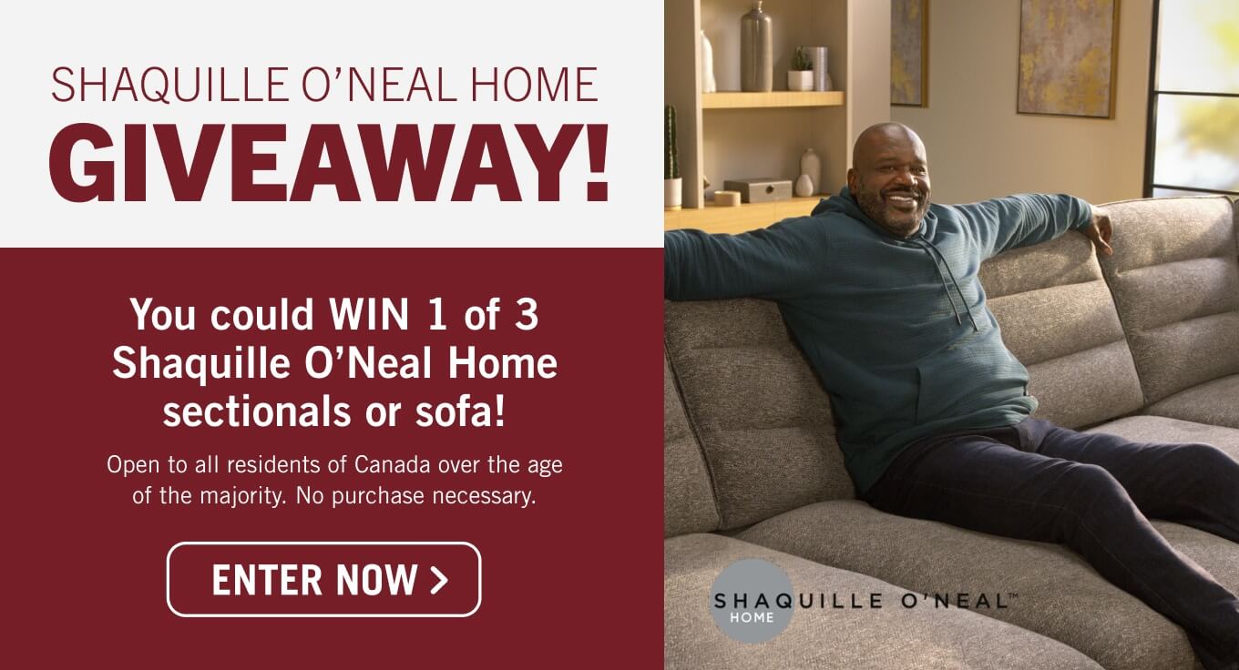 You could win 1 of 3 Shaquille O'Neal Home sectionals or sofa.