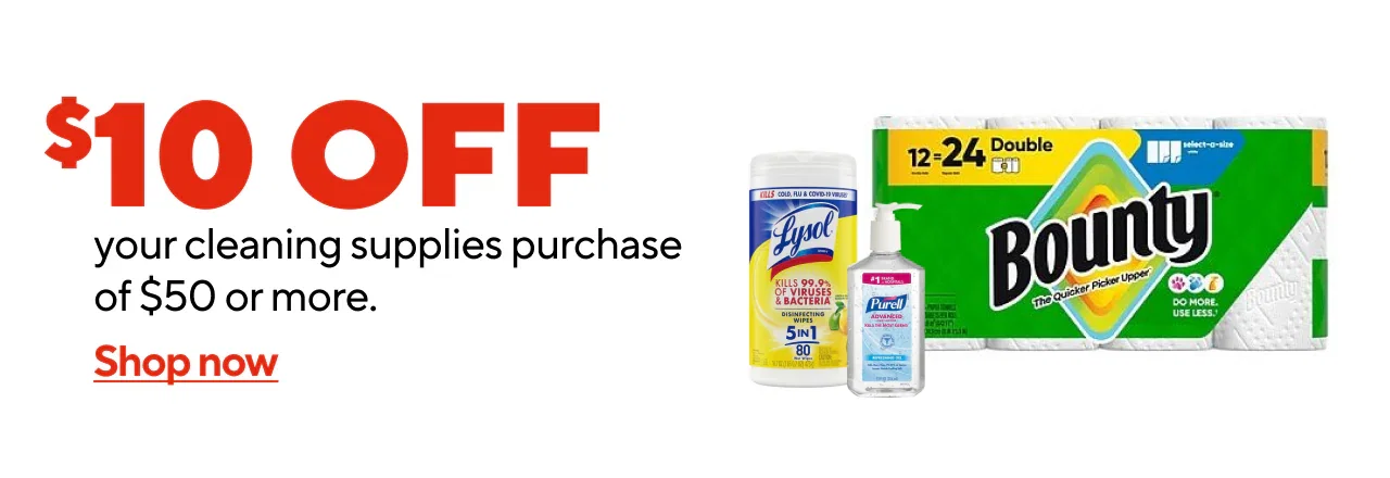 Spend $50 on cleaning items, get $10 off