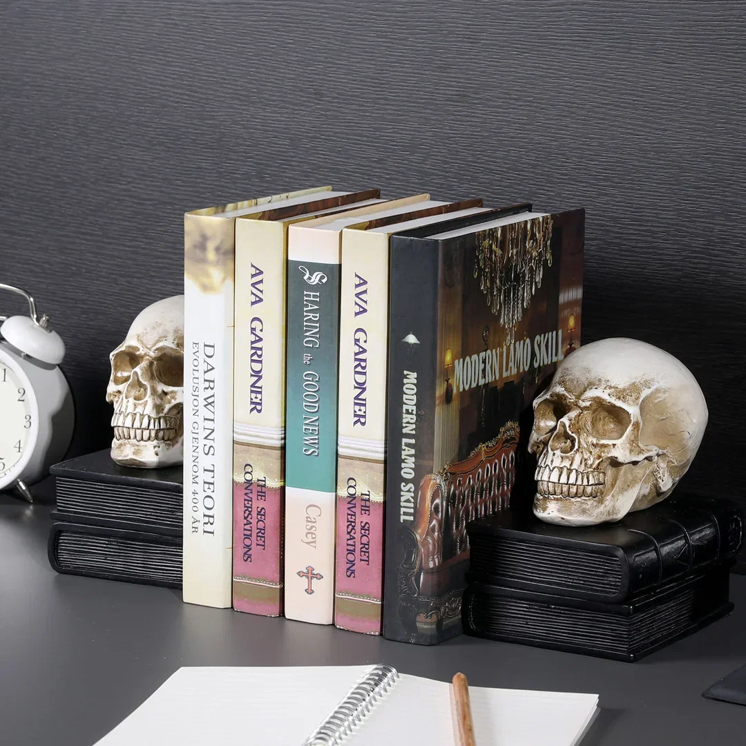 Halloween Gothic Skull Book Ends