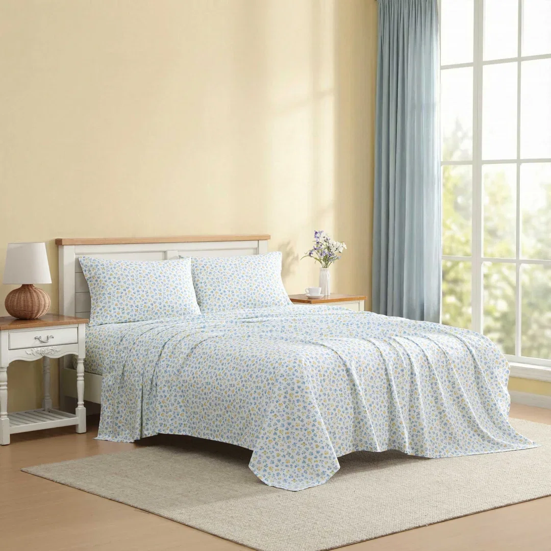 Laura Ashley Breezy Floral Cotton Reversible Quilt Set