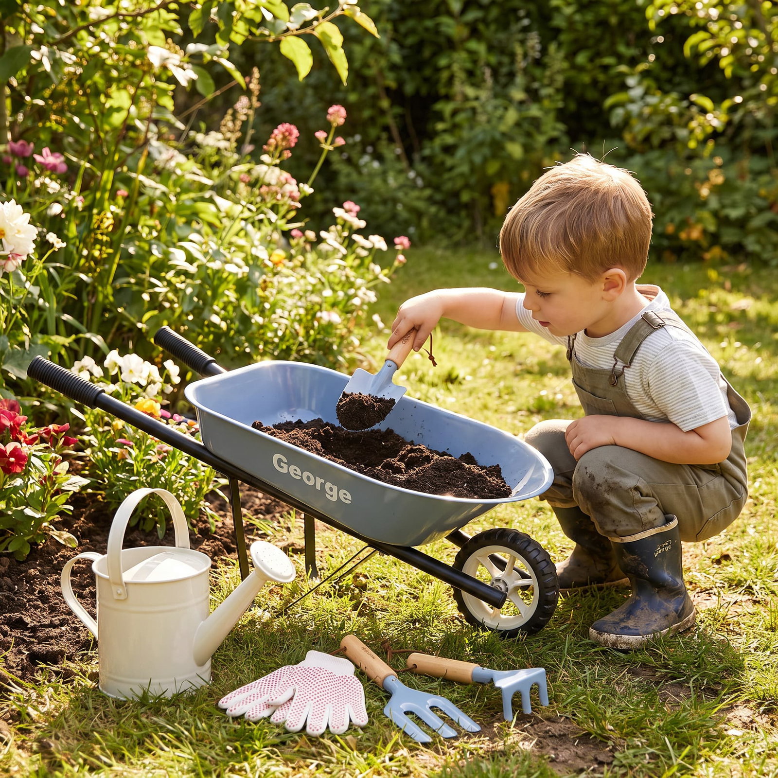 Image of Kids Steel Toy Wheelbarrow