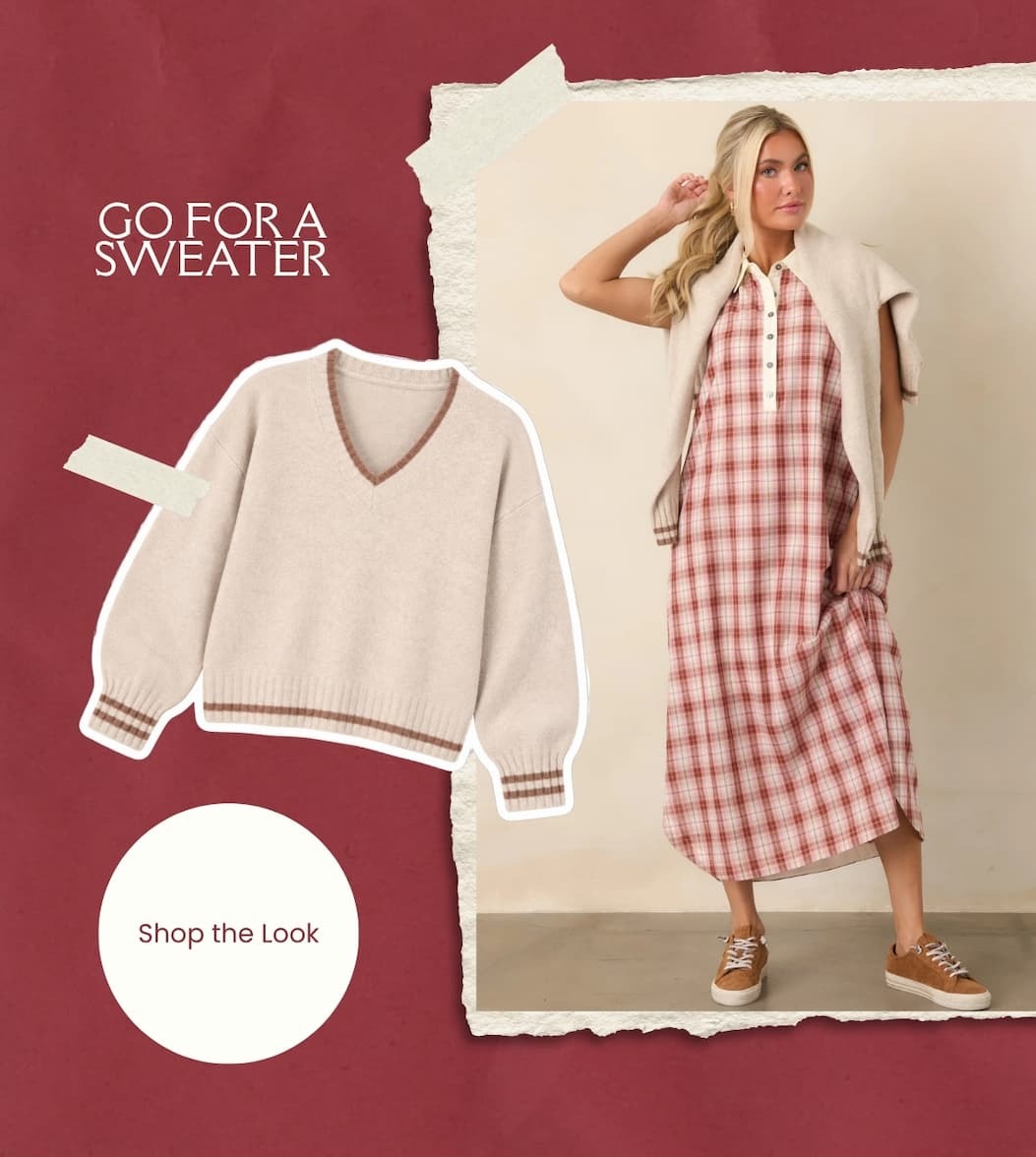 "Go for a sweater. Shop the Look."