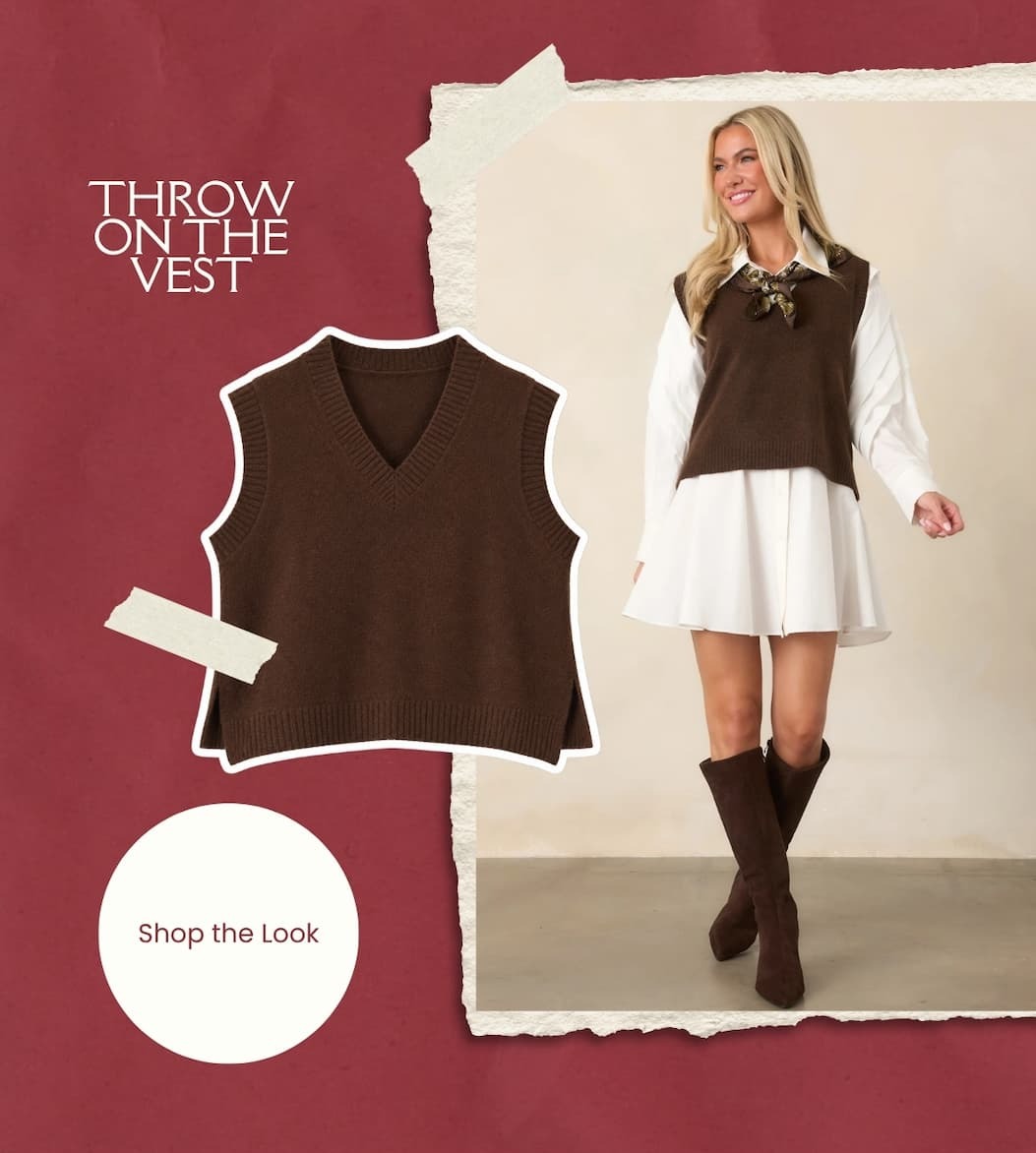 "Throw on the vest. Shop the look."