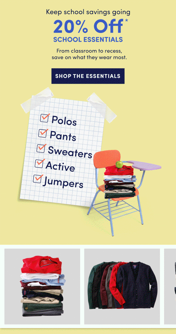 20% off school essentials