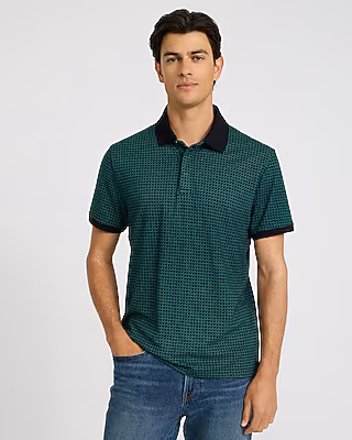 Geo Print Luxe Pique Polo
