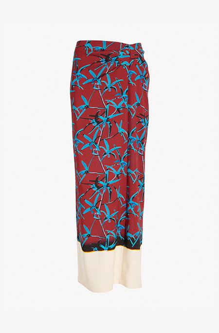 Anais Skirt in Printed Stretch Cady in Madder Multi