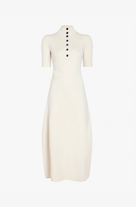 Mathilde Dress in Compact Stretch Viscose in Off White