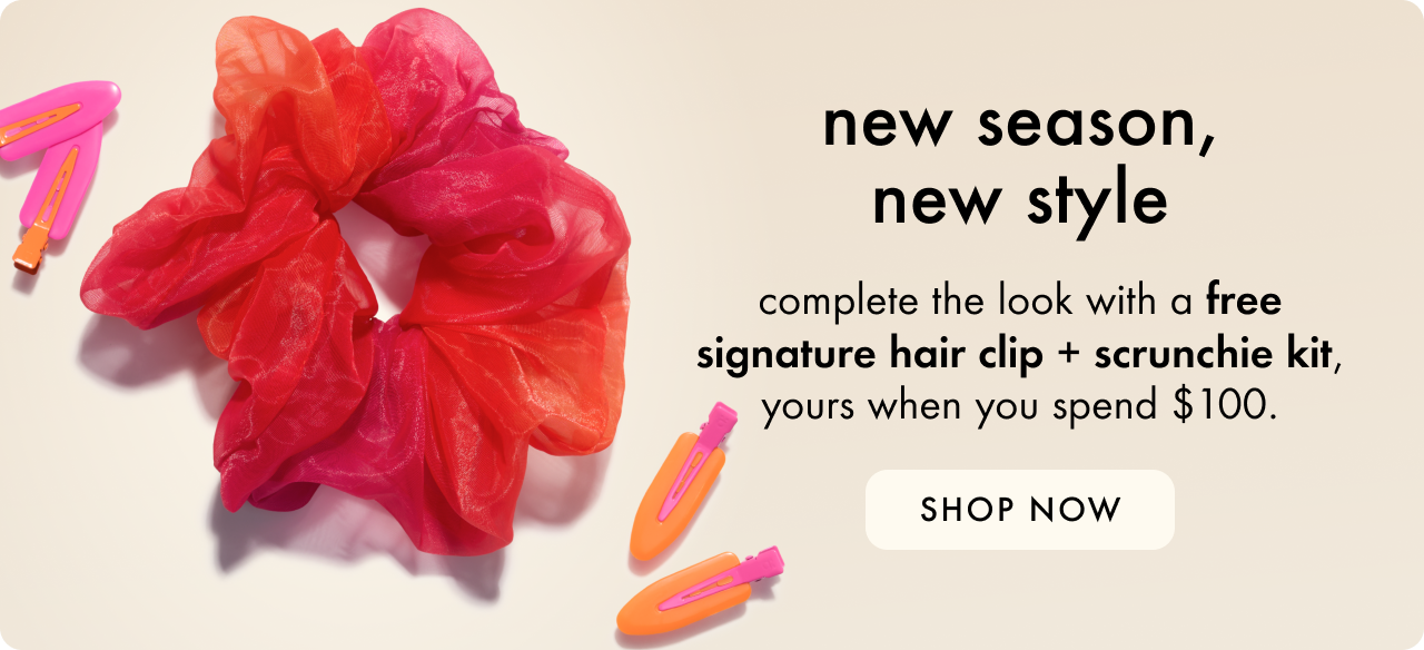 get a free hair clips + scrunchie kit with orders over $100