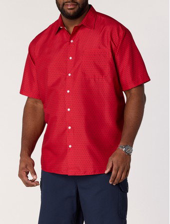 Geometric Print Microfiber Sport Shirt