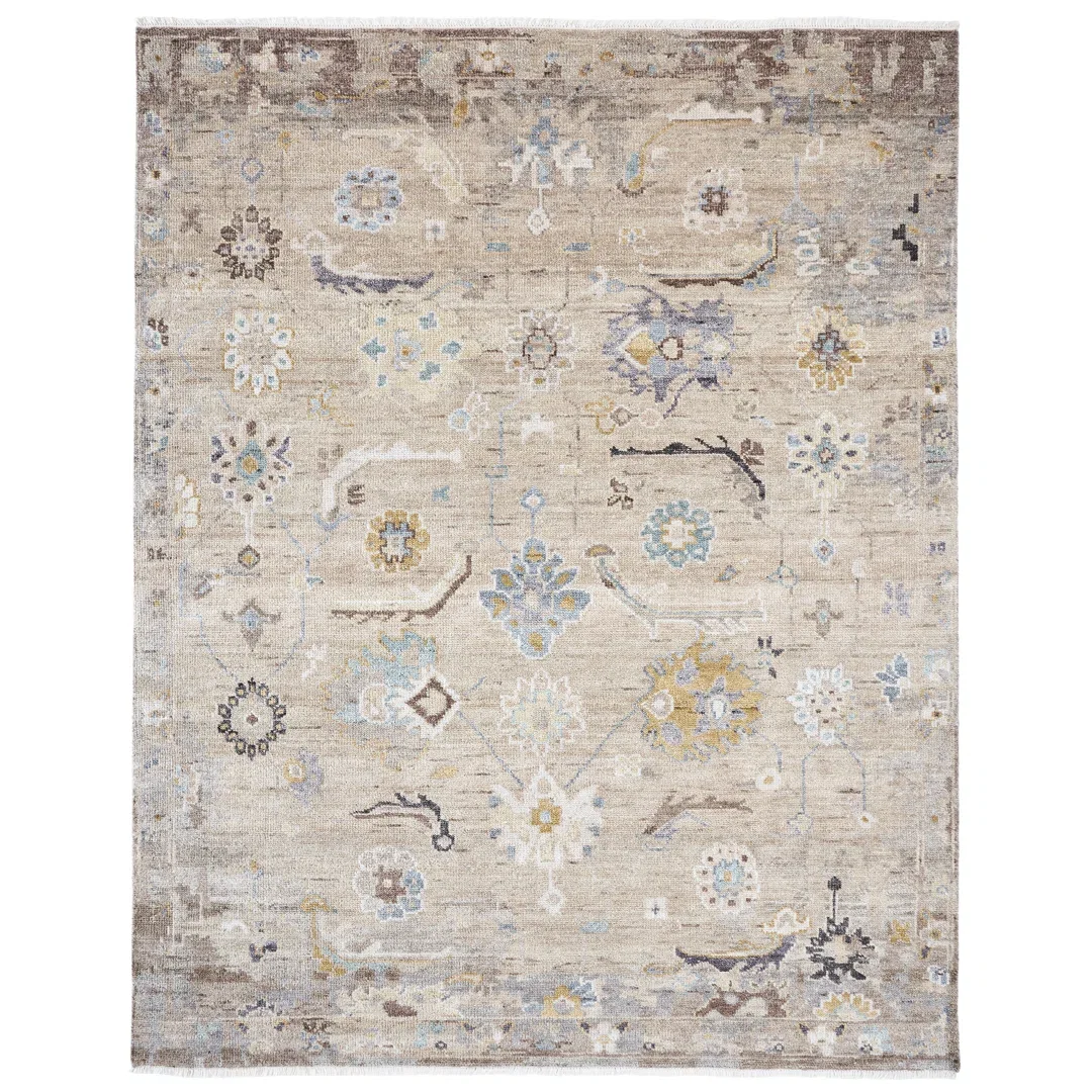 Timeless Fusion Camel Hand-Knotted Abstract Area Rug